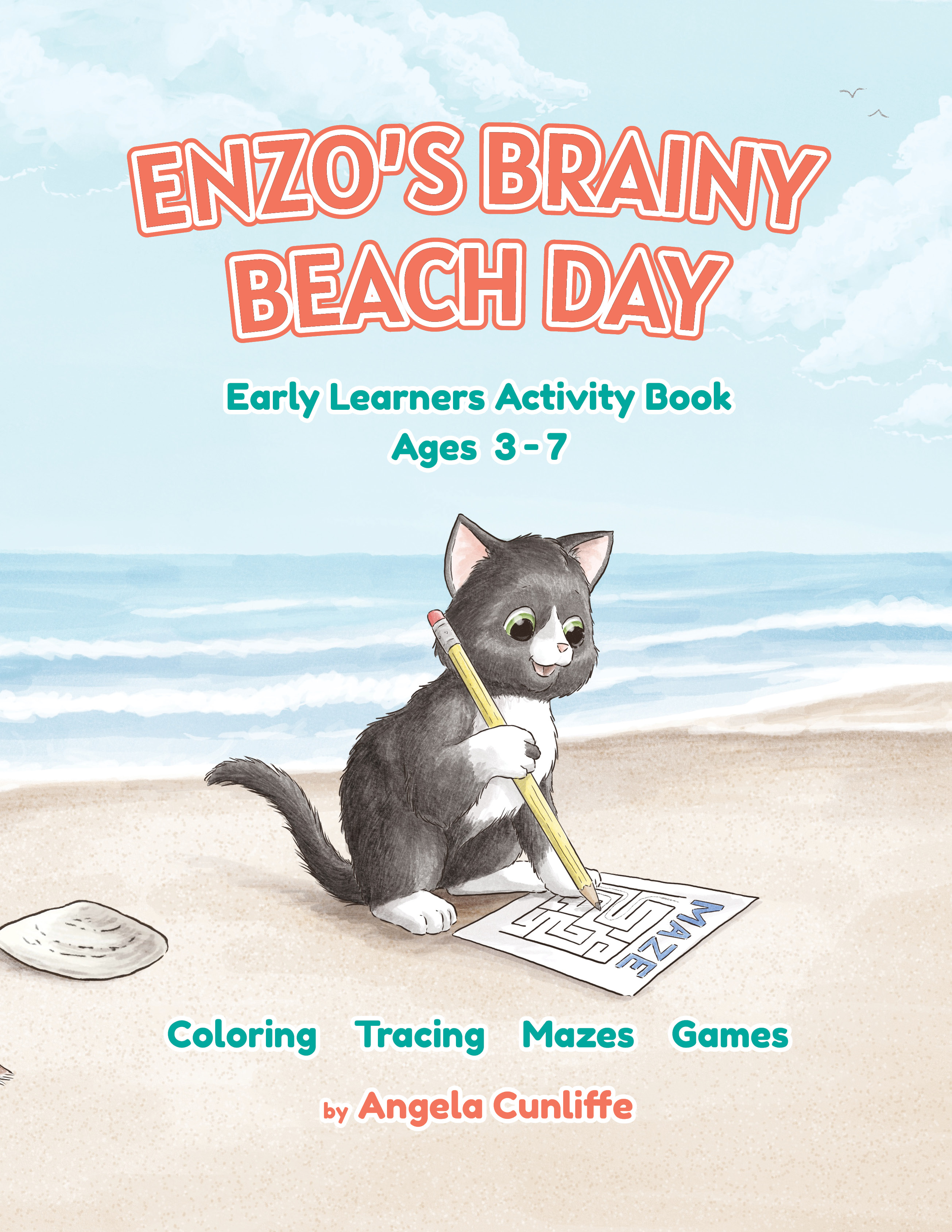 Book cover placeholder — Enzo's Brainy Beach Day Early Learners Activity Book